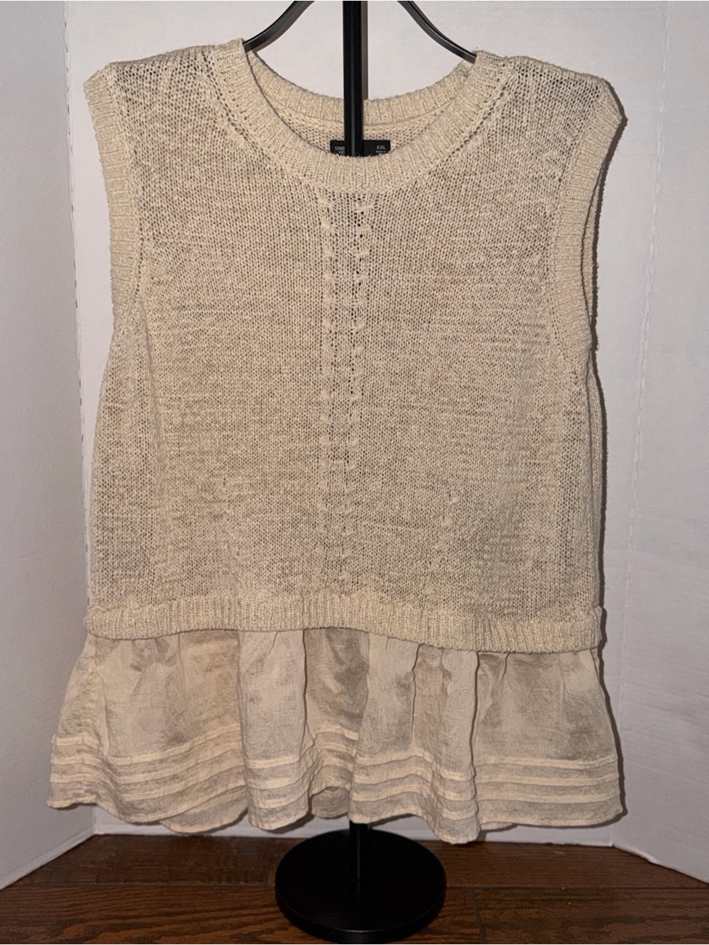 Simply Vera Vera Wang Cream Knit Sleeveless Peplum Tank